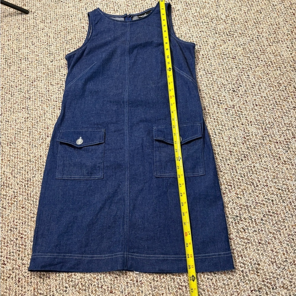 Vtg Positive Attitude Sleeveless Denim Sheath Dress with Pockets. Size 10 - Picture 9 of 12
